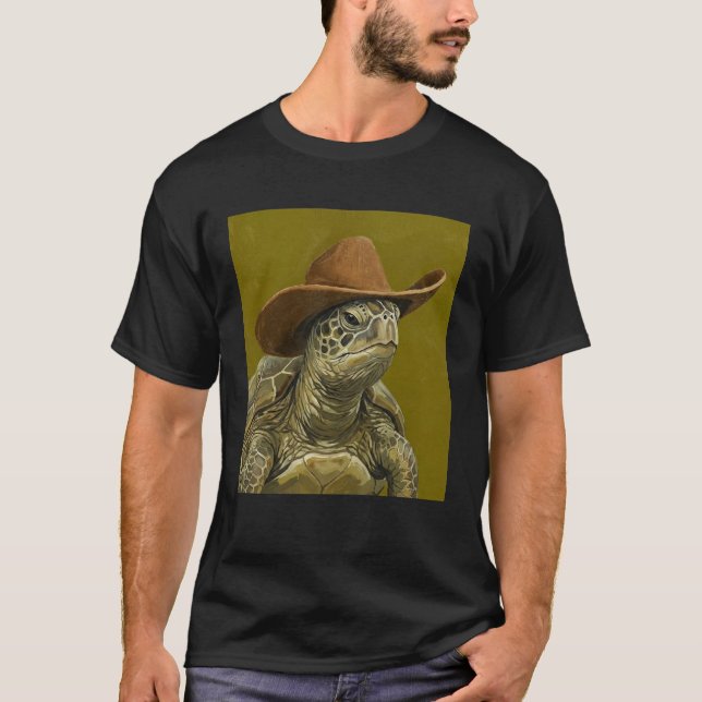 Süße Schildkröte mit Cowboyhut T-Shirt (Vorderseite)