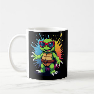 Süße Schildkröte mit Sonnenbrille, Farbspritzer, M Kaffeetasse