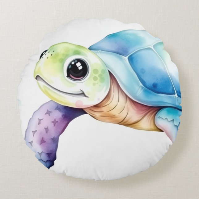 Süße Schildkröte Rundes Kissen (Vorderseite)