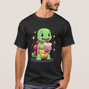 Süße Schildkröte trinkt Boba. Lustige Boba-Schildk T-Shirt