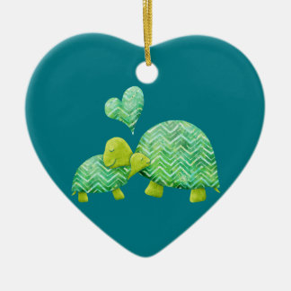Süße Schildkröte umarmt Mama und Baby Keramik Ornament