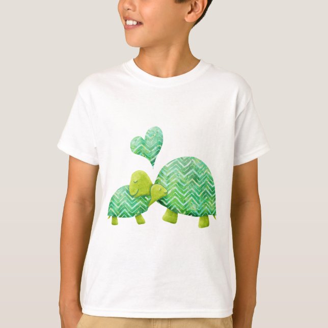 Süße Schildkröte umarmt Mama und Baby T-Shirt (Vorderseite)