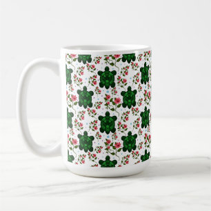 Süße Schildkröte und florales nahtloses Muster Kaffeetasse