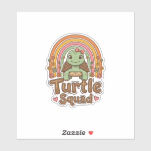 Süße Schildkröten-Mannschaft Regenbogen-Blumen-Vek Aufkleber