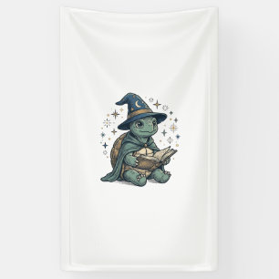 Süße Schildkröten-Zauberer lesen Zauberbuch Vektor Banner