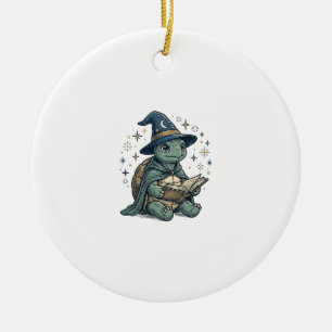 Süße Schildkröten-Zauberer lesen Zauberbuch Vektor Keramik Ornament