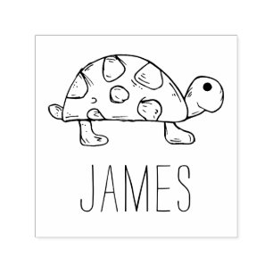 Süße Schildkrötenkunst mit individuellem Namen vor Permastempel