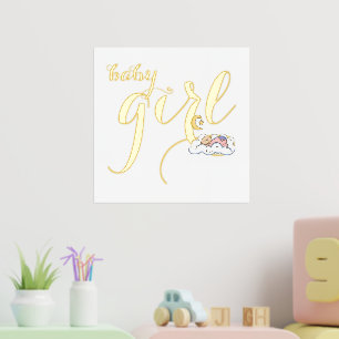 Süße schlafende Baby-Mädchen-Typografie Gold Foliendrucke