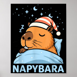 Süße schlafende Capybara lustige Napybara Pyjama Poster