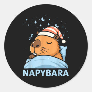 Süße schlafende Capybara lustige Napybara Pyjama  Runder Aufkleber