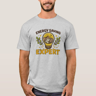 Süße schlafende Katze Energiespar-Expert Lustiges T-Shirt