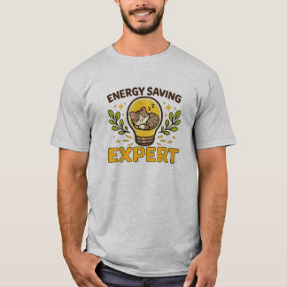 Süße schlafende Katze Energiespar-Expert Lustiges T-Shirt