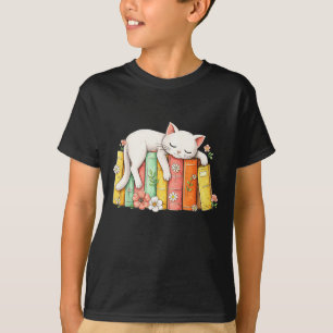 Süße schlafende Katze und Bücher gemütliche Leser T-Shirt