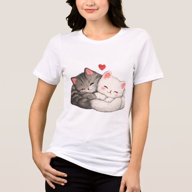 Süße schlafende Katzen Tri-Blend Shirt (Vorderseite)
