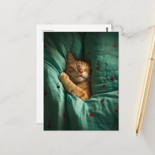 Süße schlafende rote Katze Postkarte