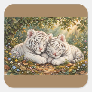 Süße schlafende Tigerbabys Aufkleber – Gemütliche