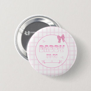 Süße Schleife Pastellrosa Gingham werdender Vater Button