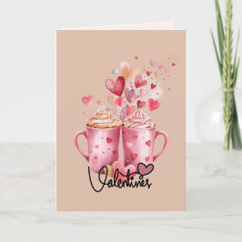 Süße Schlückchen & Herzen Grußkarte zum Valentinst Karte