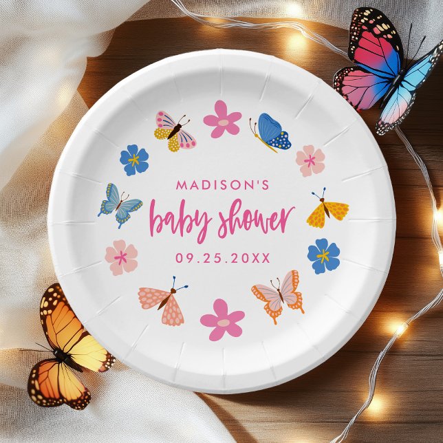 Süße Schmetterlinge Baby Shower Pappteller (Von Creator hochgeladen)