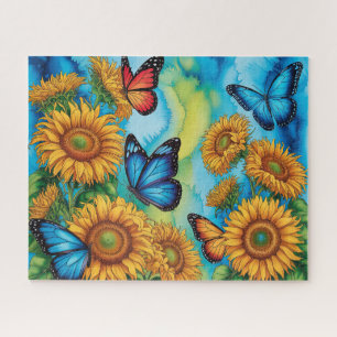 Süße Schmetterlinge mit Sonnenblumen Puzzle