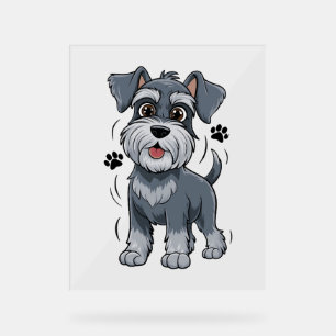Süße Schnauzer-Welpen-Illustration mit großen Auge Acrylschild