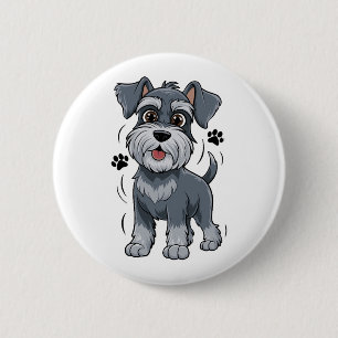 Süße Schnauzer-Welpen-Illustration mit großen Auge Button
