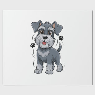 Süße Schnauzer-Welpen-Illustration mit großen Auge Geschenkpapier