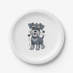 Süße Schnauzer-Welpen-Illustration mit großen Auge Pappteller