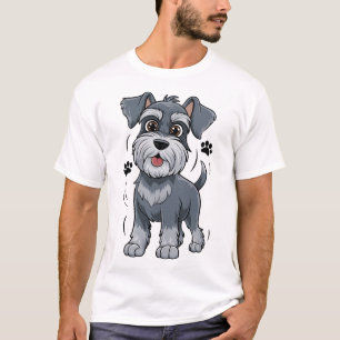 Süße Schnauzer-Welpen-Illustration mit großen Auge T-Shirt