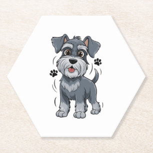 Süße Schnauzer-Welpen-Illustration mit großen Auge Untersetzer