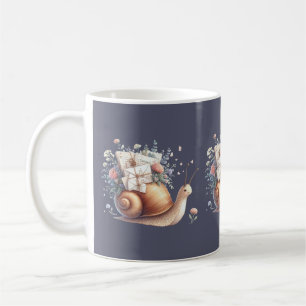 Süße Schneckenpost-Blumen-Pastell-Illustration Kaffeetasse