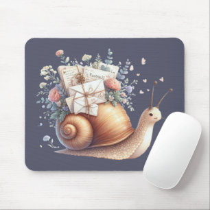 Süße Schneckenpost-Blumen-Pastell-Illustration Mousepad