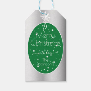 Süße Schneeflocken grün und silberfarben Xmas Geschenkanhänger