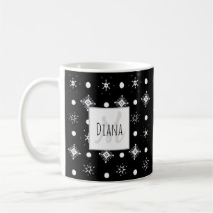 Süße Schneeflocken Name Monogramm Initial Weihnach Kaffeetasse