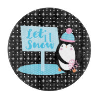 Süße Schneeflocken Schwarz Weiß Pinguin
