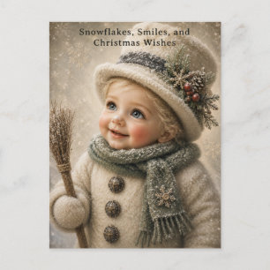 Süße Schneekind-Weihnachtsgrußkarte Feiertagspostkarte