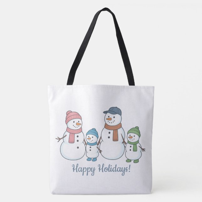 Süße Schneemann-Familie-Tasche (Vorderseite)