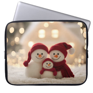 Süße Schneemann-Familie Winter Weihnachten Laptopschutzhülle