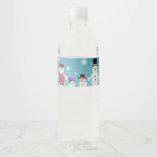 Süße Schneemann-Familienfreunde Weihnachtsfeier Wasserflaschenetikett
