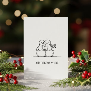 Süße Schneemann-Kuss-Weihnachtskarte für Paare Feiertagskarte