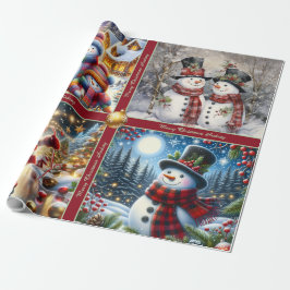 Süße Schneemann-Weihnachtspapier mit Text Geschenkpapier