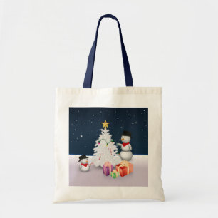 Süße Schneemänner mit Weihnachtsbaum Tragetasche