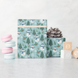 Süße Schneemänner Winter Muster Geschenkpapier Rol