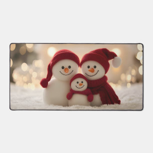 Süße Schneemannfamilie Winter Weihnachten Schreibtischunterlage