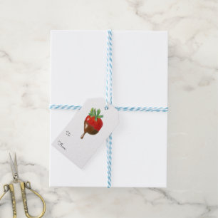 Süße Schokoladenüberzogene Erdbeere Geschenkanhänger