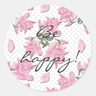 Süße schöne rosa Rosen Cartoon Retro Vintage ab Runder Aufkleber