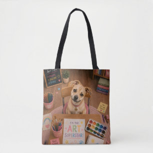 Süße Schulhund Kunstklasse Schreibtisch