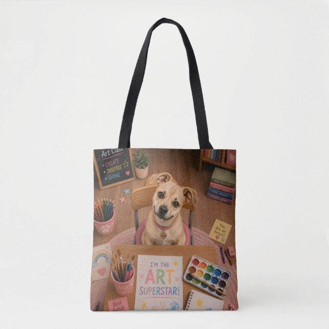 Süße Schulhund Kunstklasse Schreibtisch (Vorderseite)