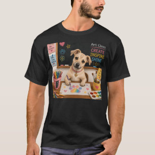 Süße Schulhund-Malerei Wasserfarben-Illustration T-Shirt