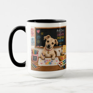 Süße Schulhund-Malerei Wasserfarben-Illustration Tasse
